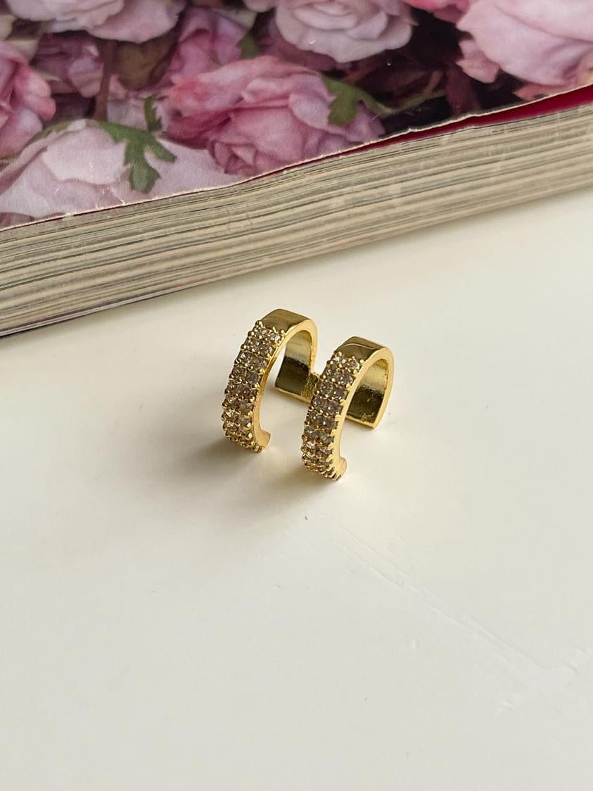 Gold Zirkon Taşlı Tekli Ear Cuff Küpe 