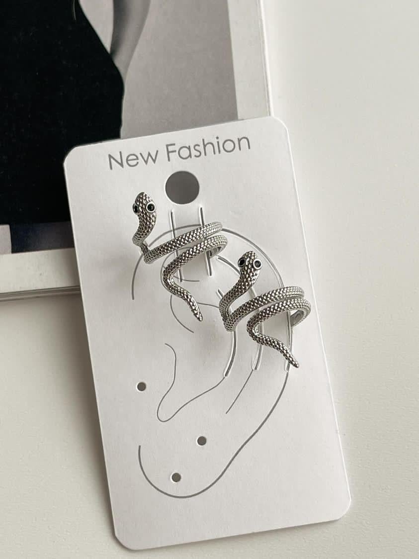 Gümüş Renk Snake Tekli Ear Cuff Küpe 
