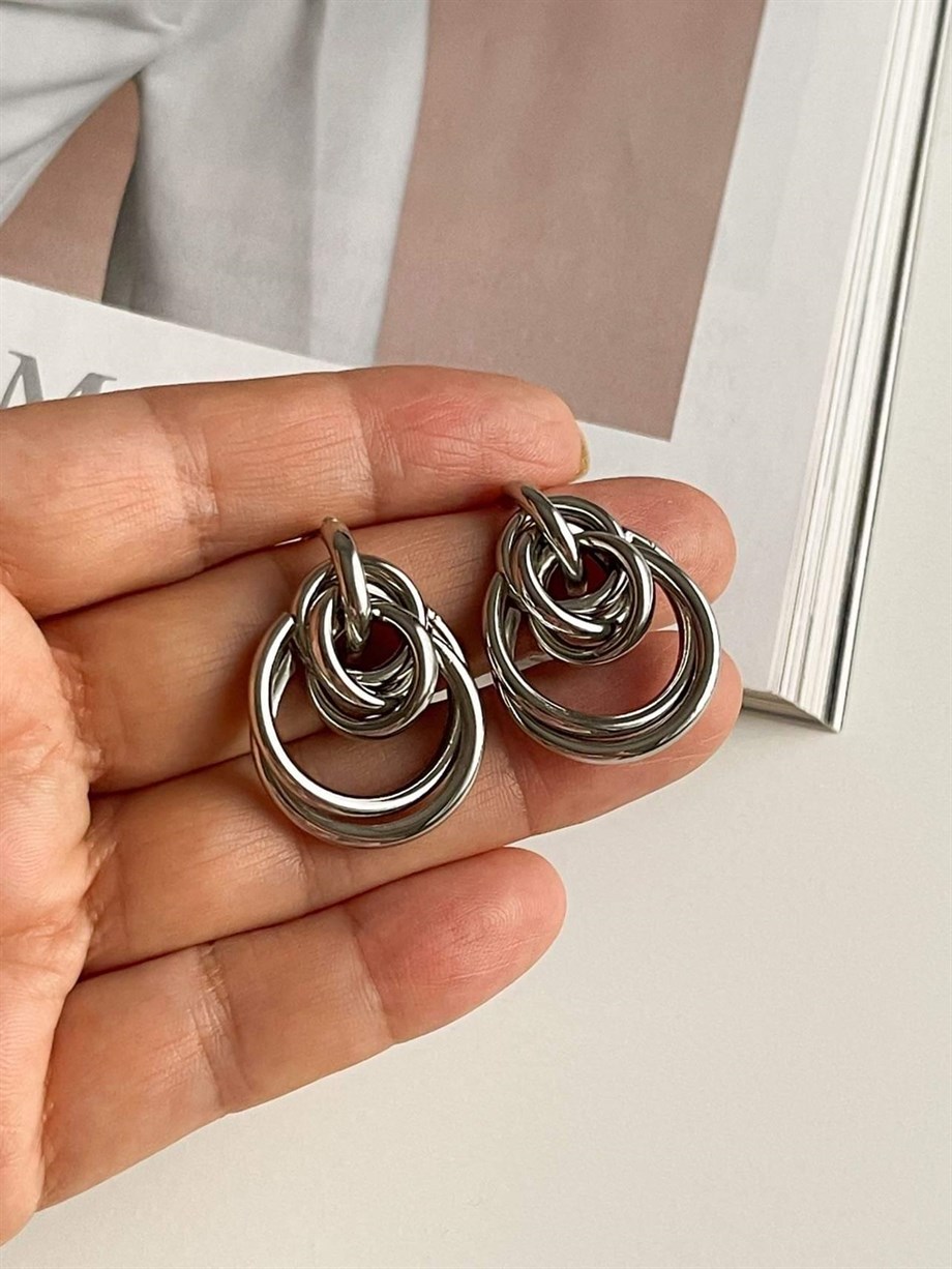 Gümüş Renk Vintage Küpe (3 Cm)