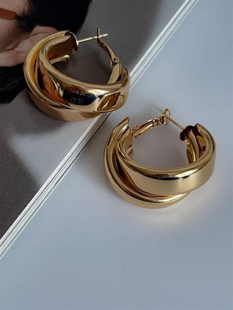 İçi Boş Hafif İkili Halka Küpe (3 Cm)
