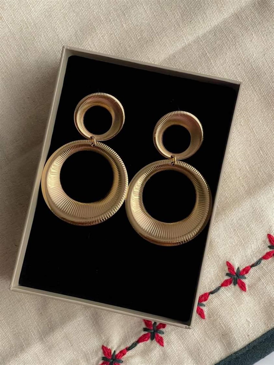 İkili Halka Vintage Küpe (7 Cm)