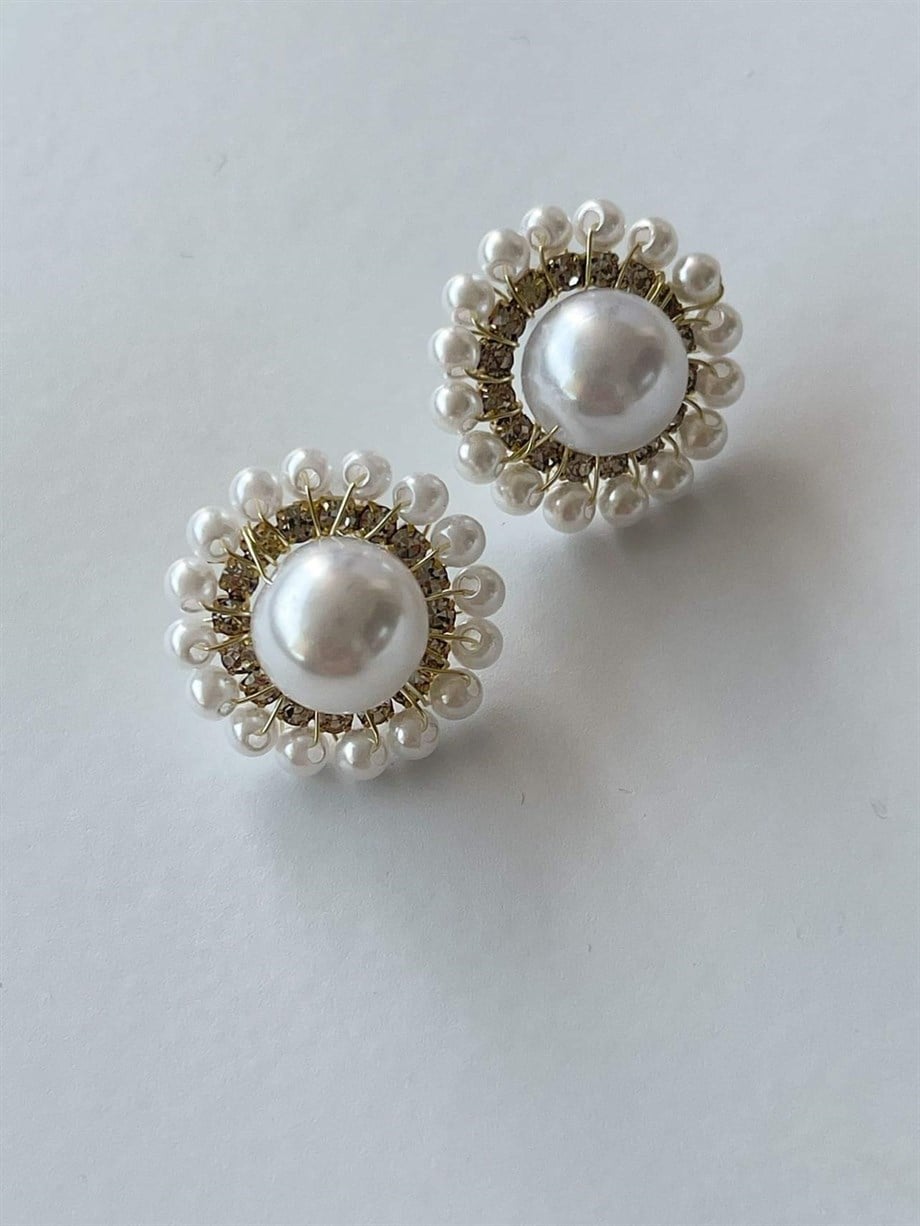 İncili Vintage Küpe (2 Cm)