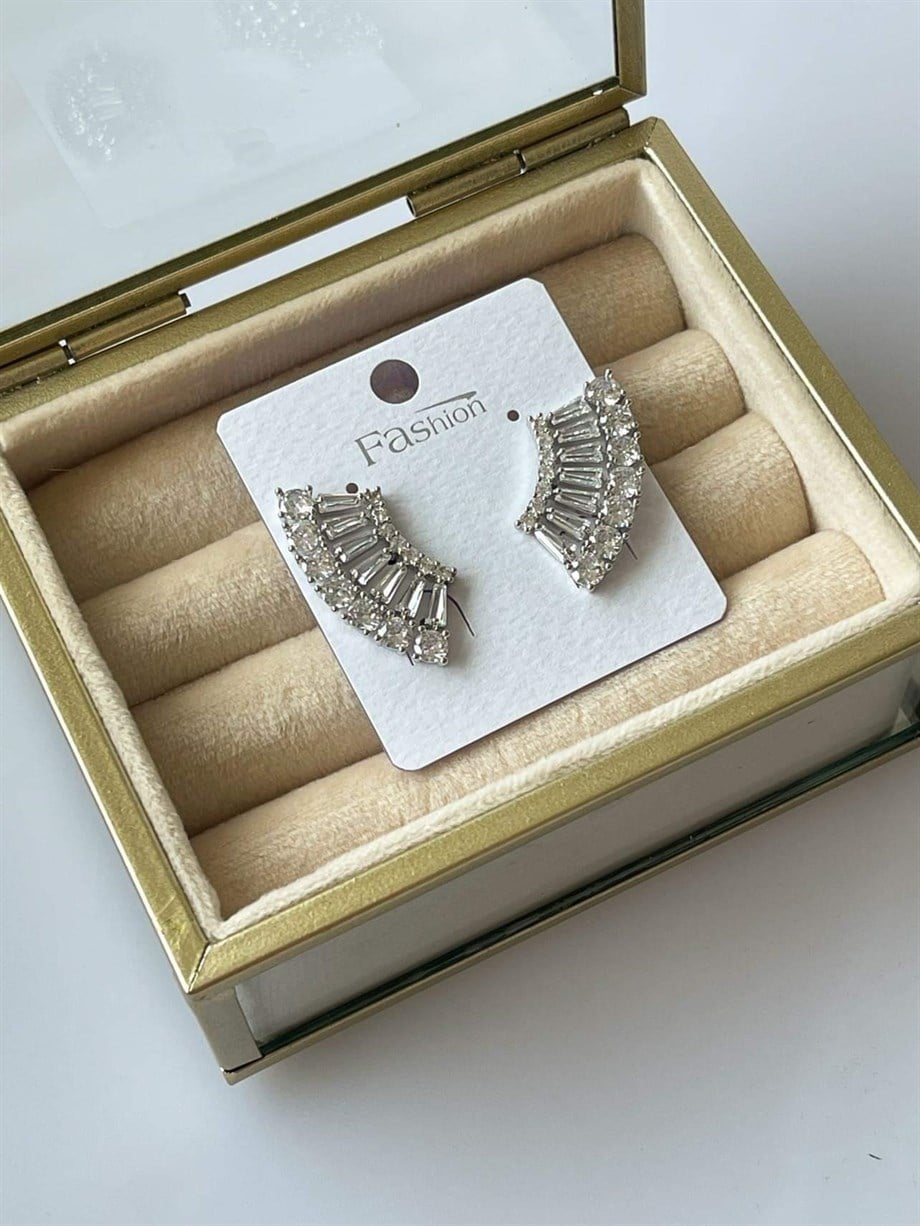 İthal Baget Taşlı Küpe (3 Cm)