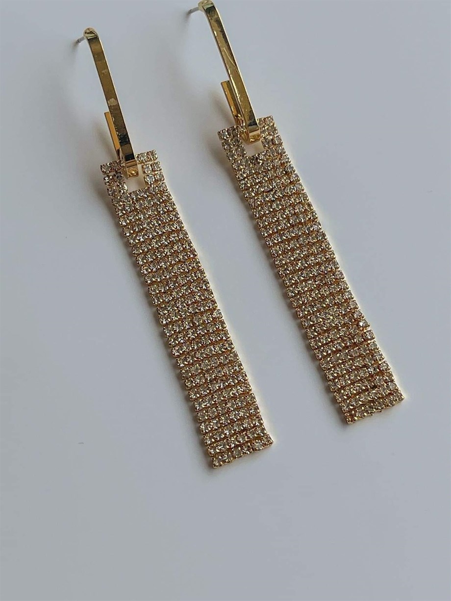 İthal Taşlı Küpe (7.5 Cm)