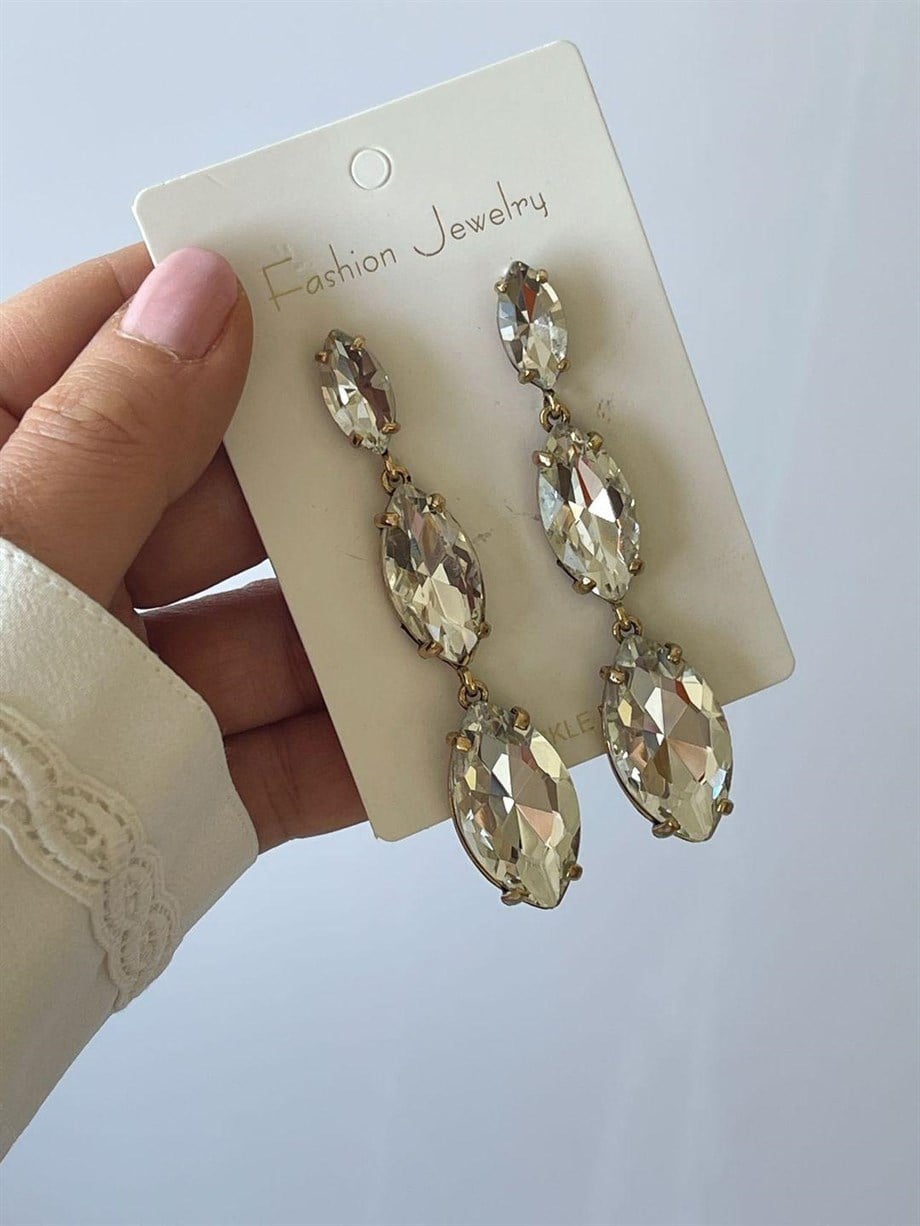 İthal Taşlı Küpe (8.5 Cm)