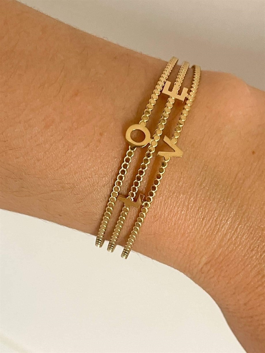 Love Yazılı Kelepçe Bileklik (6.5 Cm)
