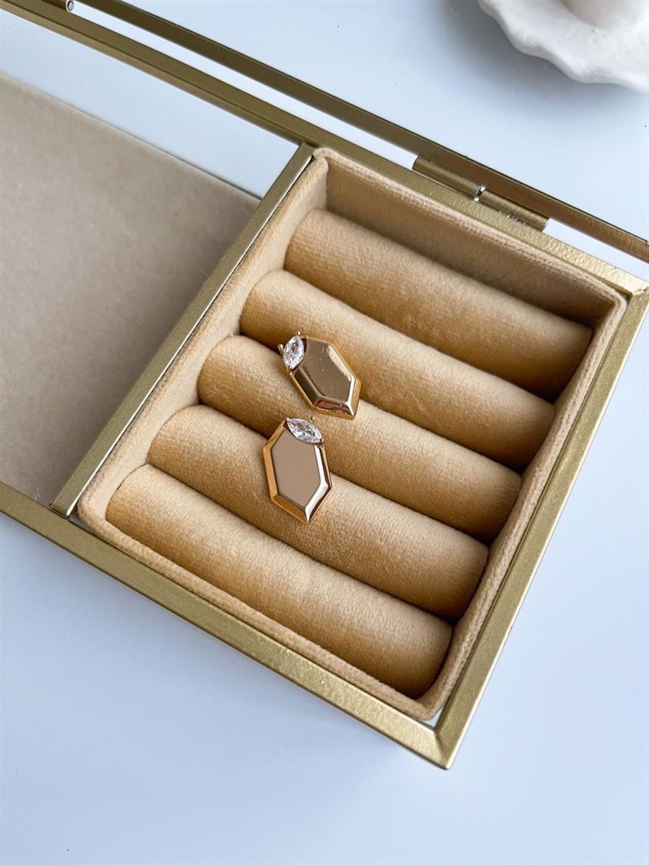 Özel Kaplama Baget Taşlı Küpe (2 Cm)