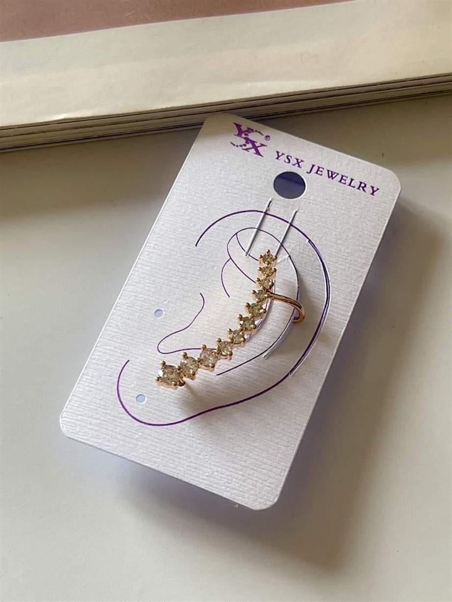 Özel Kaplama Baget Taşlı Tek Ear Cuff Küpe 