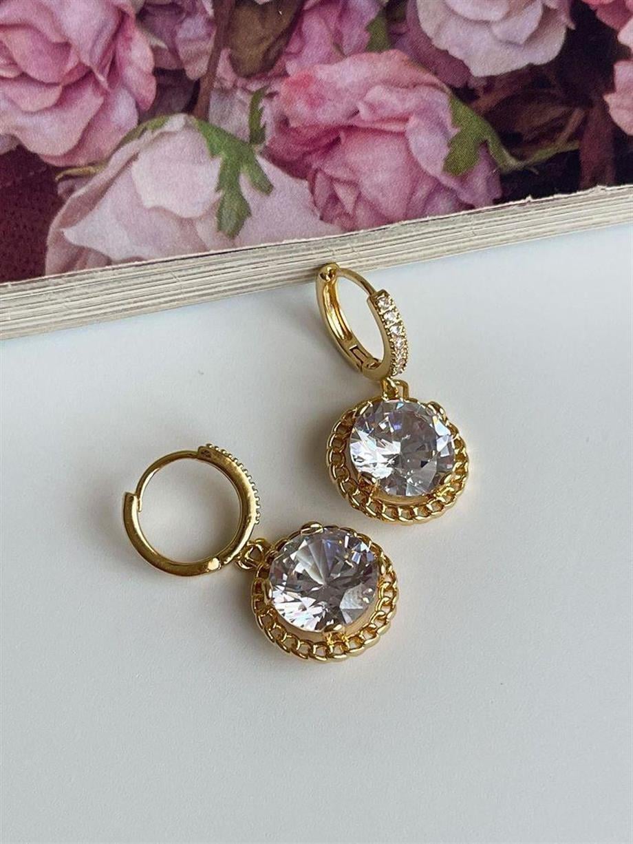 Özel Kaplama Baget Taşlı Vintage Küpe (2.5 Cm)