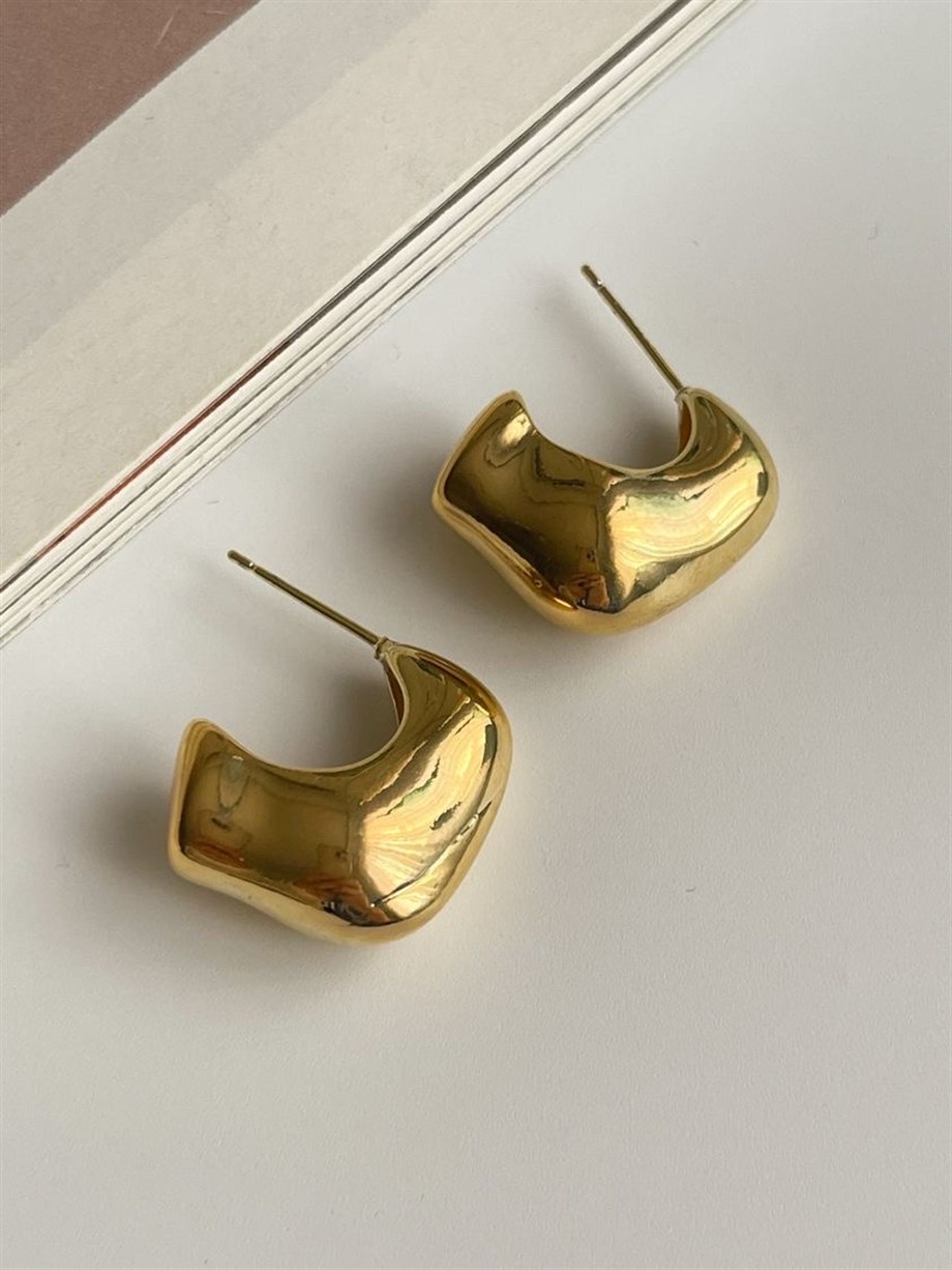 Özel Kaplama Bombeli Gold Küpe (2 Cm)
