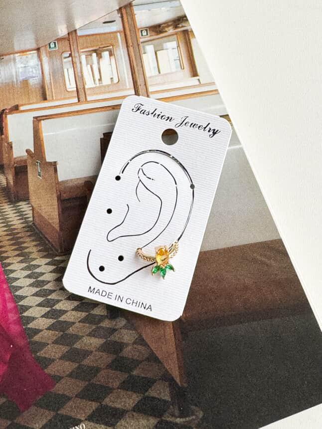 Özel Kaplama Gold Baget Taşlı Tek Adet Ear Cuff Küpe 