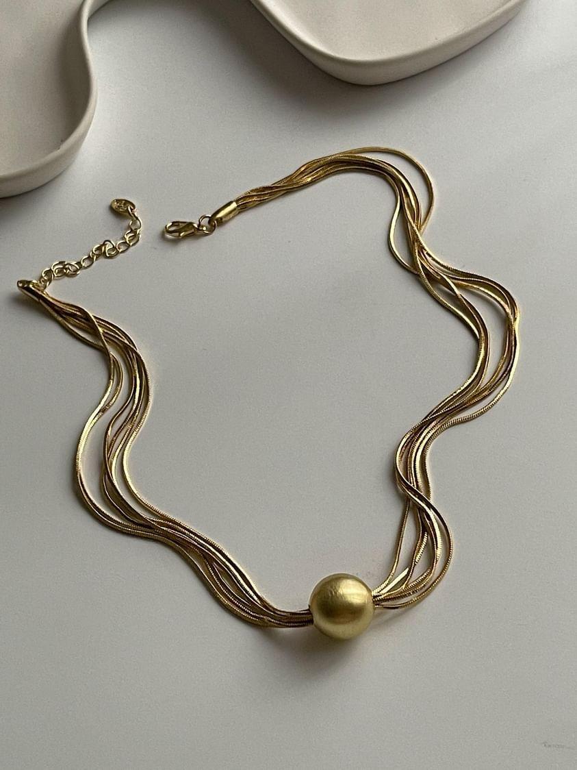 Özel Kaplama Gold Mat Topçuklu Kolye (48 Cm)