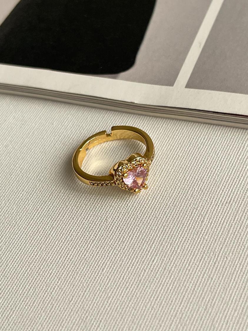 Özel Kaplama Gold Pembe Kapli Alttan Ayarlanabilir Prenses Yüzük 