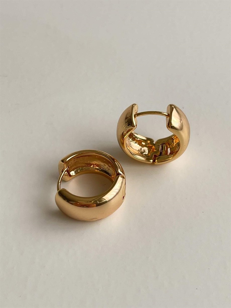 Özel Kaplama Gold Renk Basic Halka Küpe (1.5 Cm)