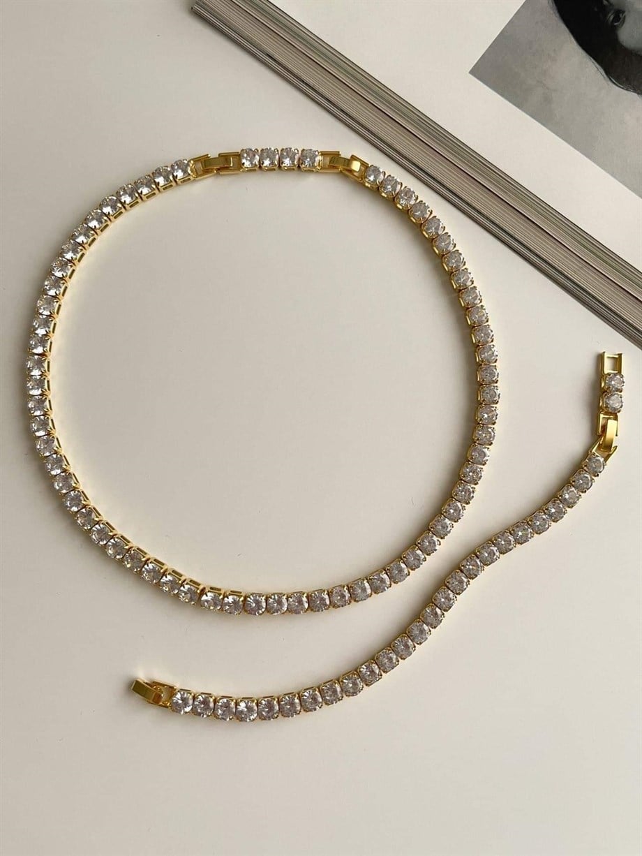 Özel Kaplama Gold Renk İri Su Yolu Bileklik (20 Cm)