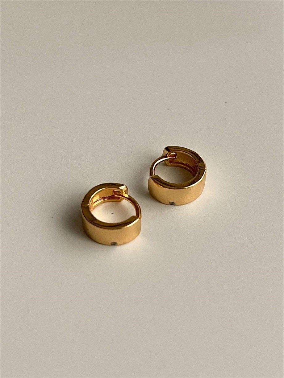 Özel Kaplama Gold Renk Taşlı Mini Halka Küpe (1 Cm)