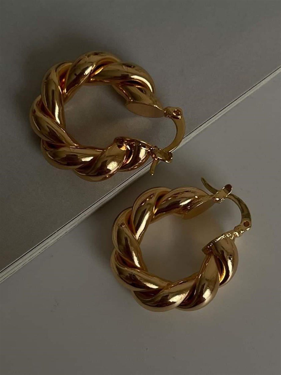 Özel Kaplama Gold Renk Tina Küçük Boy Halka Küpe (2.80 Cm)