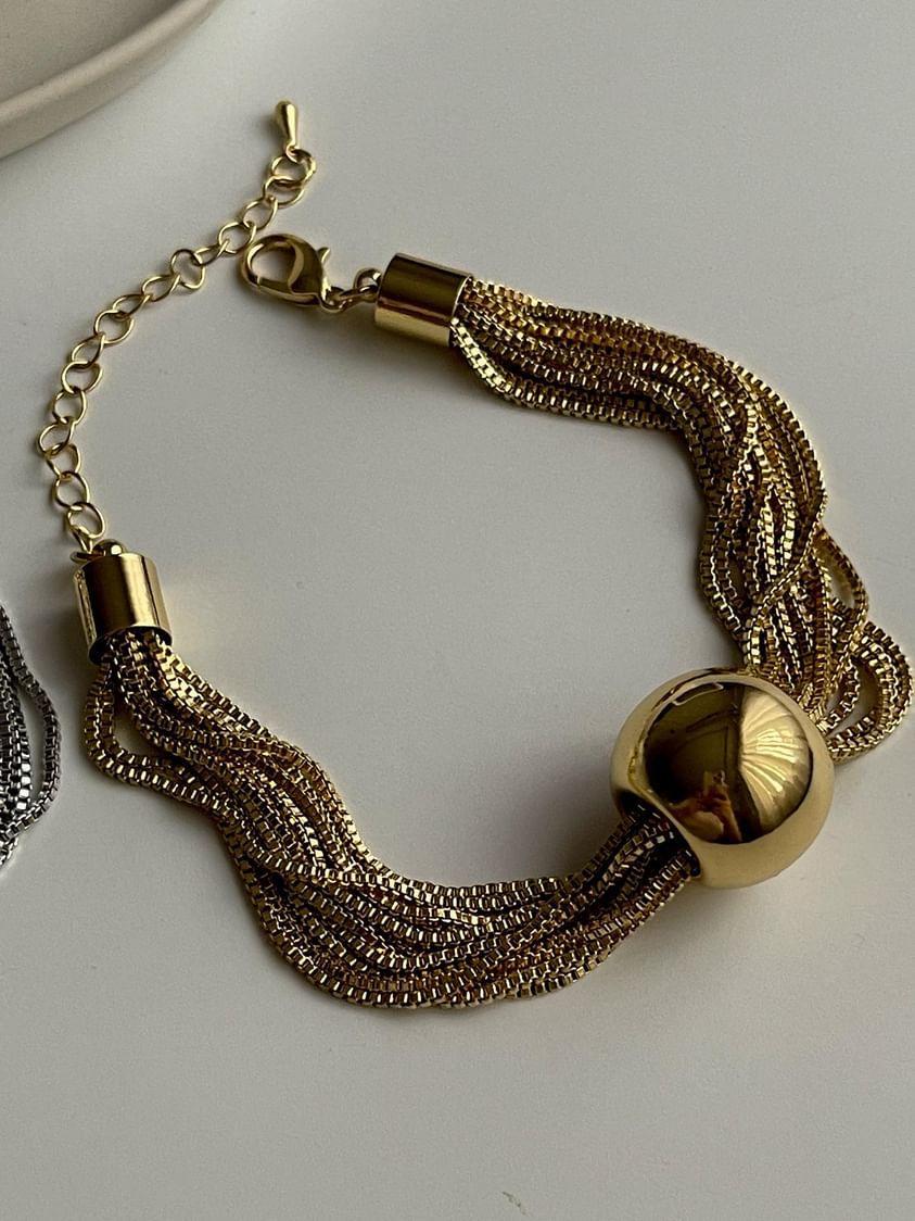 Özel Kaplama Gold Renk Topçuklu Bileklik (24 Cm)