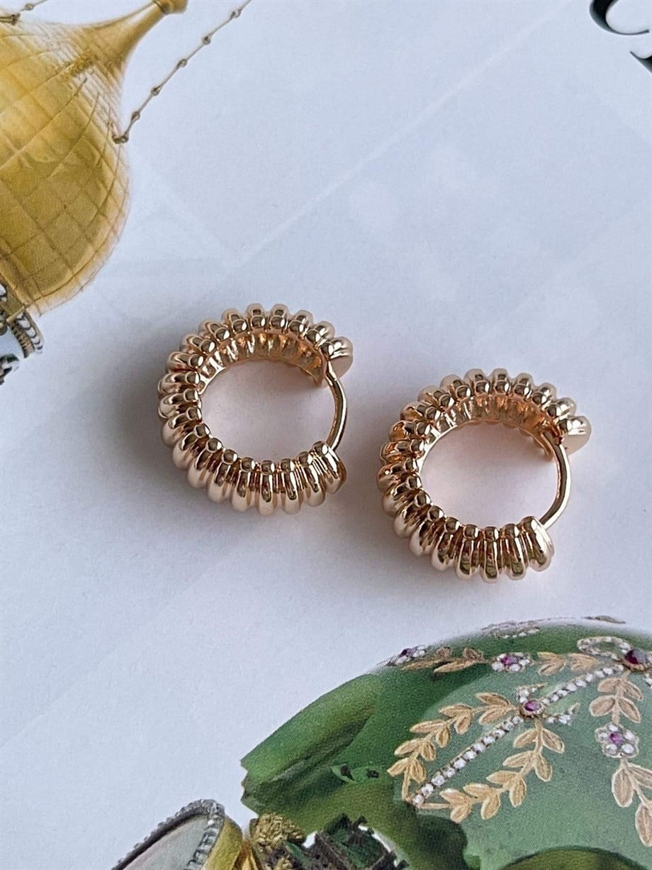 Özel Kaplama Gold Renk Vintage Halka Küpe (1.70 Cm)