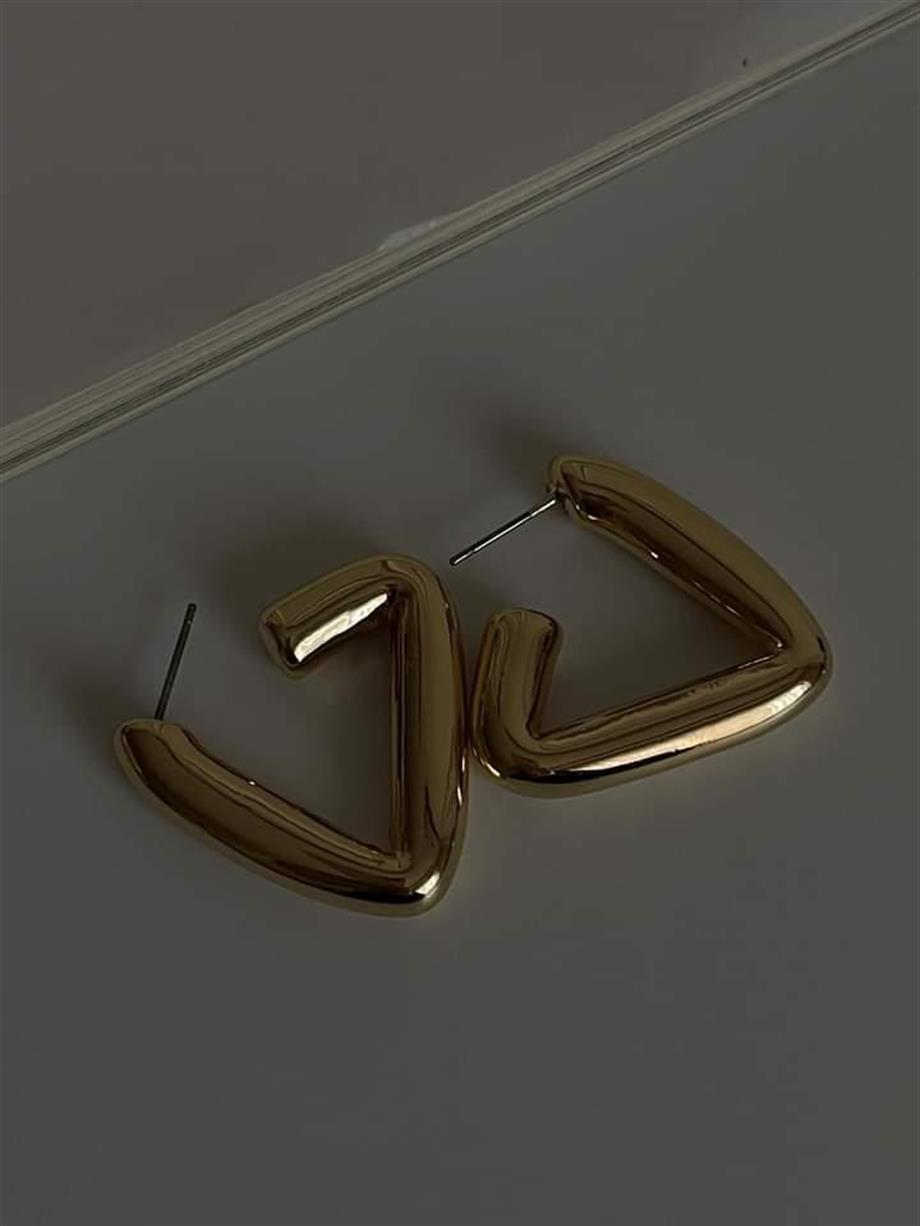 Özel Kaplama Gold Üçgen Küpe (3 Cm)