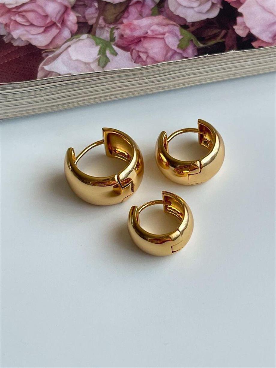 Özel Kaplama Gold Üçlü Halka Küpe Seti (1.5 Cm)