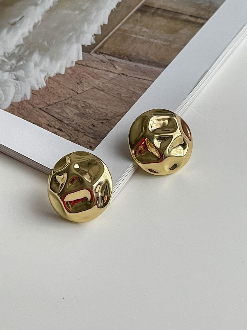 Özel Kaplama Gold Yuvarlak Vintage Küpe (3 Cm)