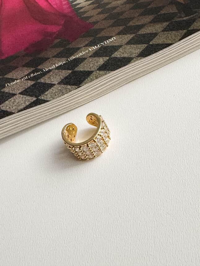 Özel Kaplama Gold Zirkon Taşlı Tek Adet Ear Cuff Küpe 