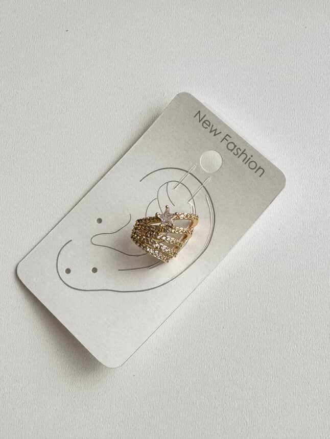 Özel Kaplama Gold Zirkon Taşlı Tek Adet Ear Cuff Küpe 
