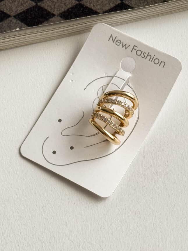 Özel Kaplama Gold Zirkon Taşlı Tek Adet Ear Cuff Küpe 