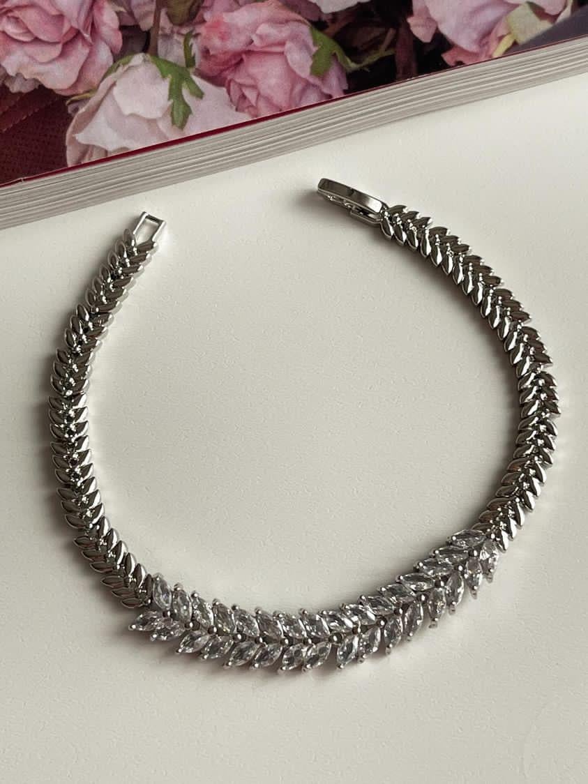 Özel Kaplama  Gümüş Renk Balık Sırtı Liza Bileklik (19 Cm)