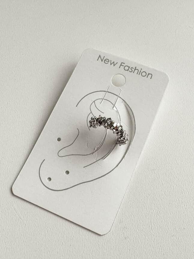 Özel Kaplama Gümüş Renk Taşlı Tek Adet Ear Cuff Küpe 