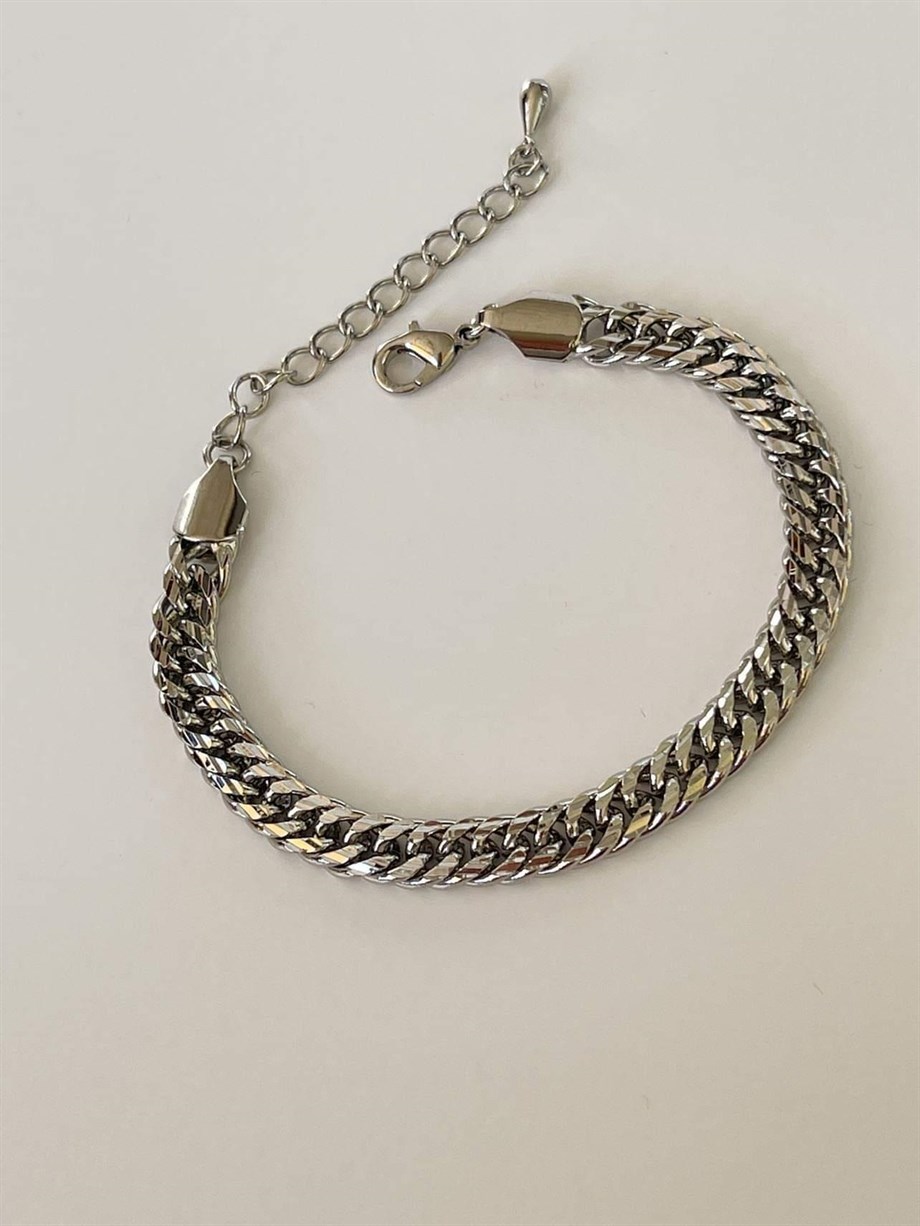 Özel Kaplama Gümüş Renk Unisex Bileklik (24 Cm)