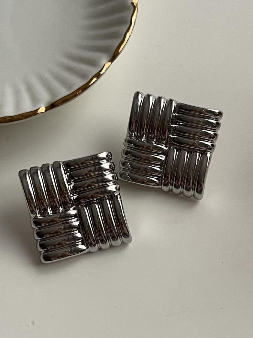 Özel Kaplama Gümüş Renk Vintage Küpe (2.40 Cm)
