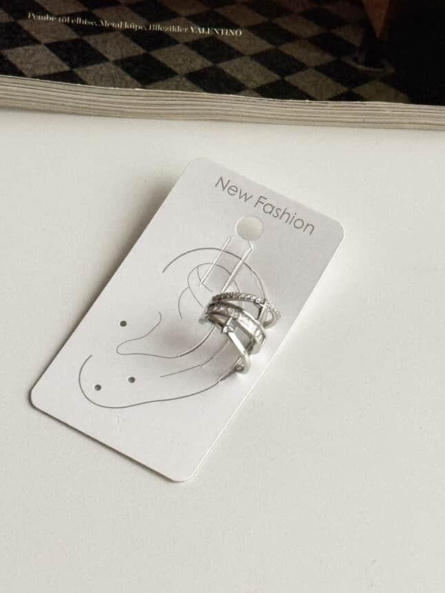 Özel Kaplama Gümüş Renk Yıldızlı Tekli Ear Cuff Küpe (1 Cm)