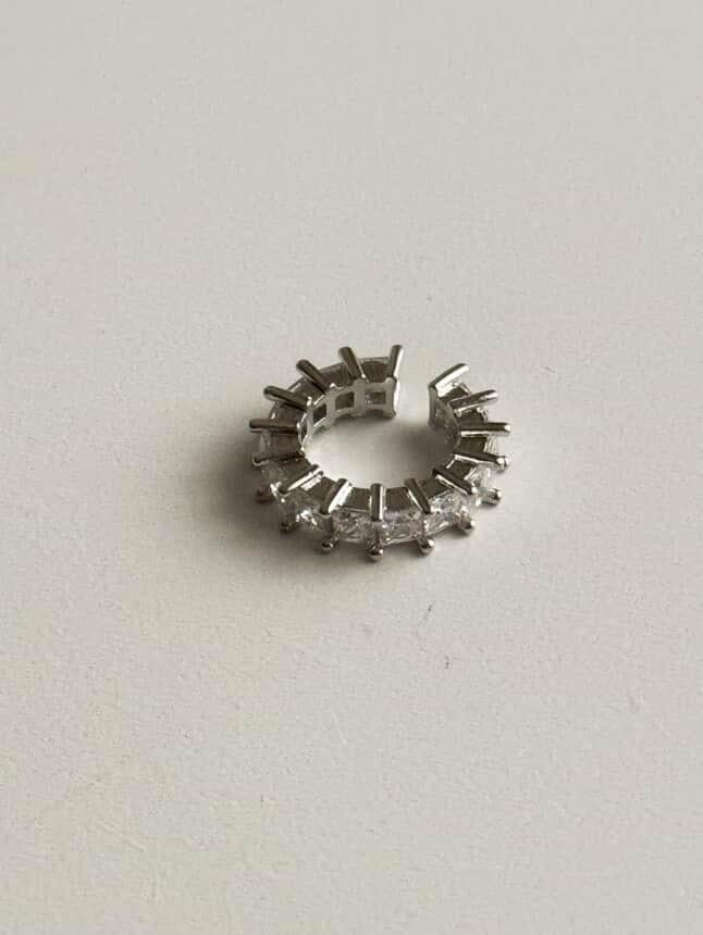 Özel Kaplama Gümüş Renk Zirkon Taşlı Tekli Ear Cuff Küpe (1 Cm)