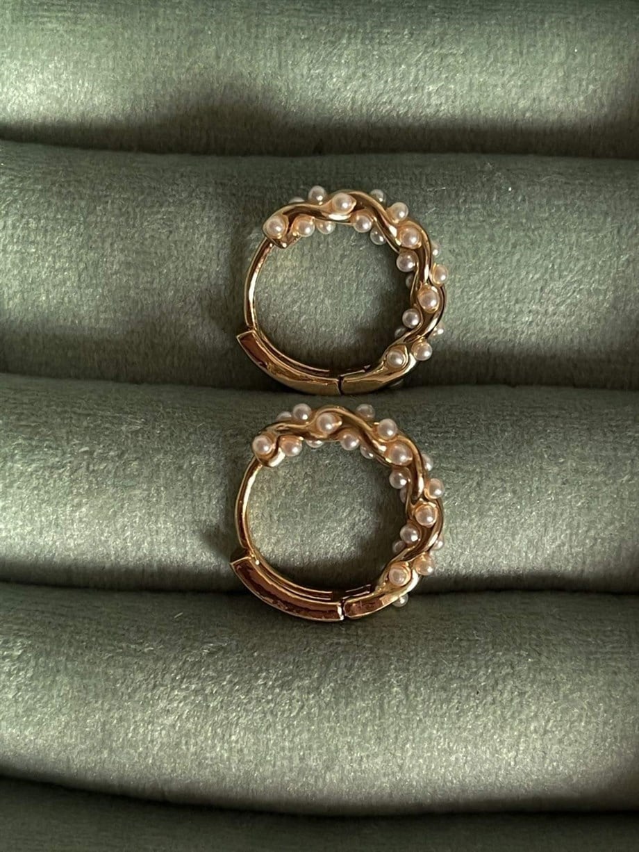 Özel Kaplama İncili Halka Küpe (1.5 Cm)
