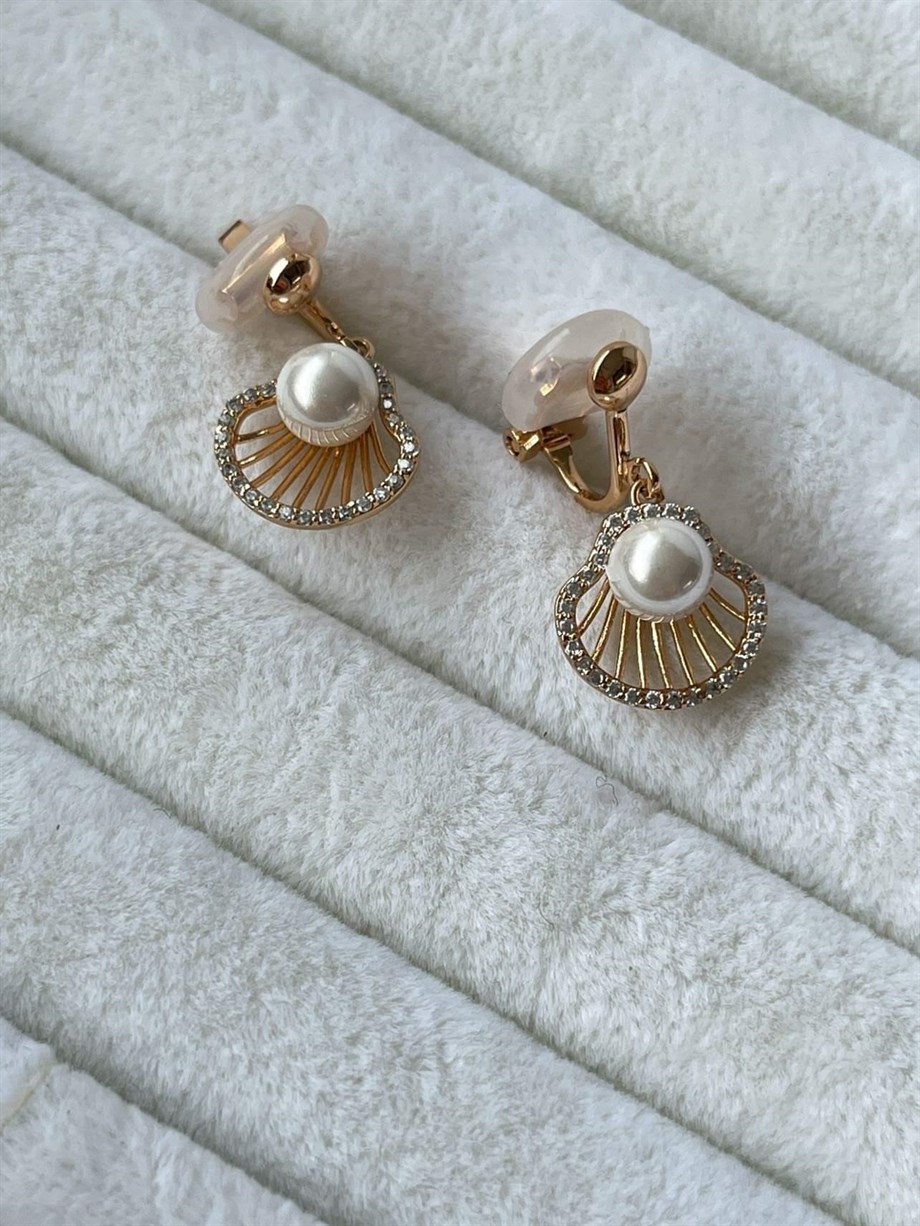 Özel Kaplama İncili İstiridye Küpe (2.10 Cm)
