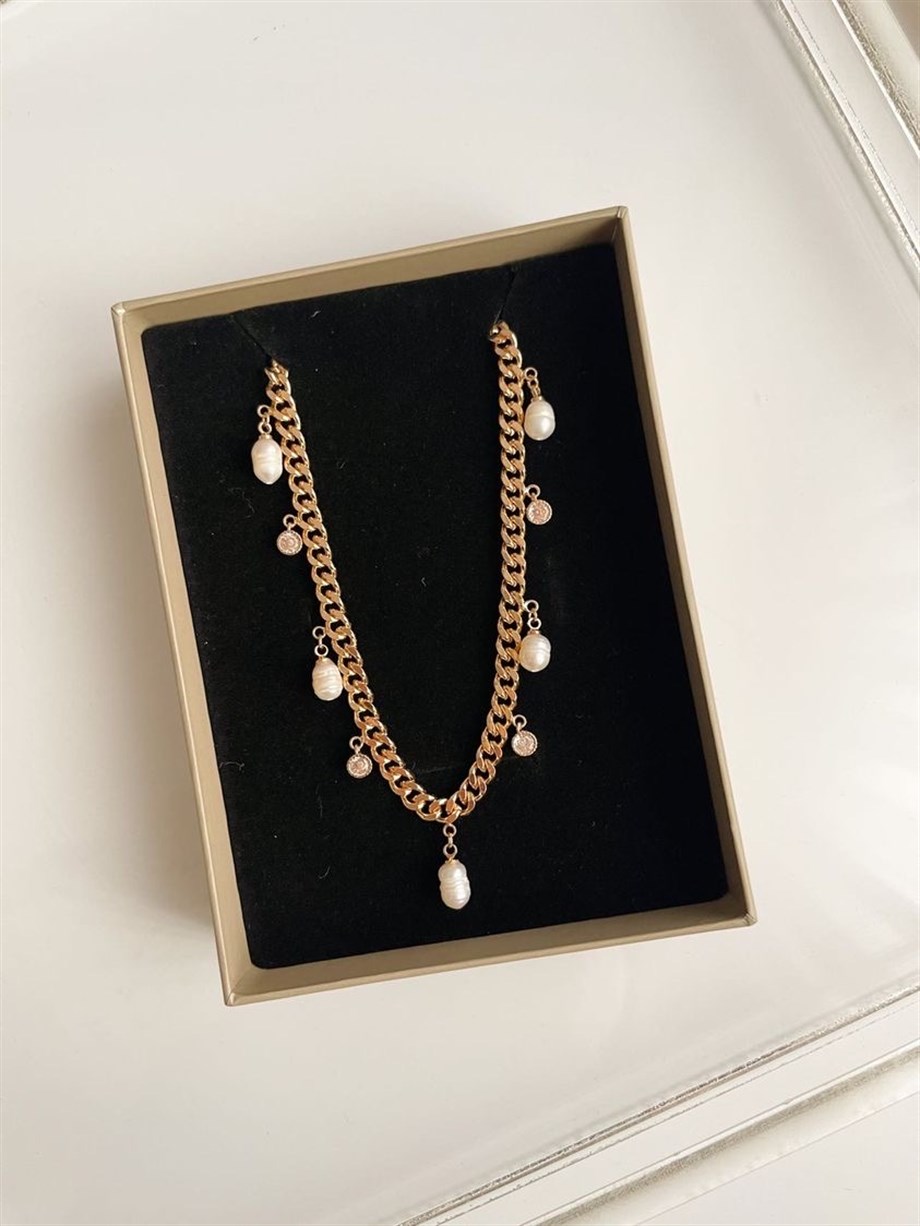 Özel Kaplama İncili Kolye (44 Cm)