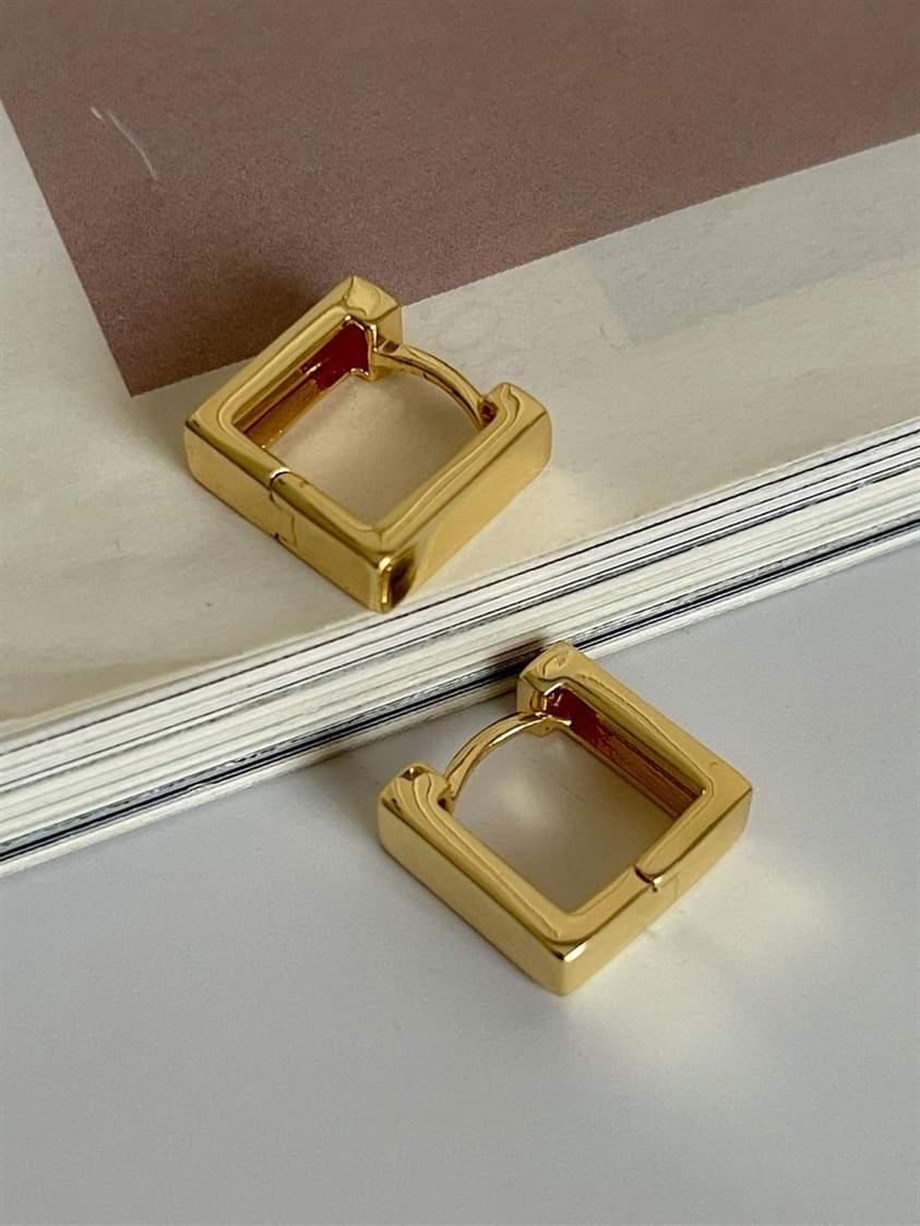 Özel Kaplama Mini Kare Küpe  (1.30Cm)