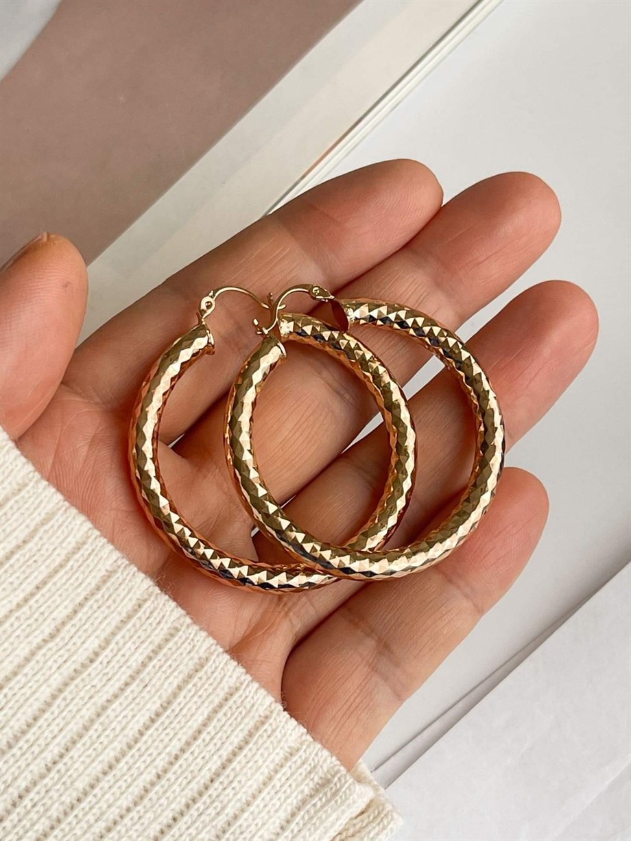 Özel Kaplama Pırıltılı Halka Küpe (5 Cm)