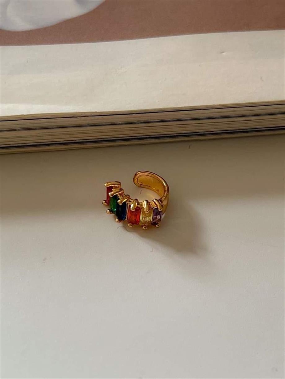 Özel Kaplama Renkli Taşlı Tek Ear Cuff Küpe 