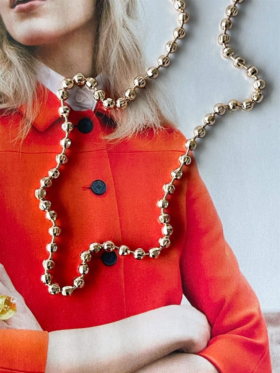 Özel Kaplama Topçuklu Kolye (43 Cm)