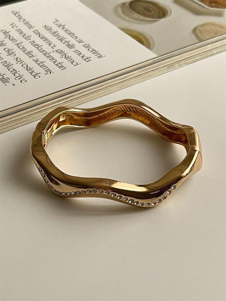 Özel Kaplama Vintage Gold Kelepçe Bileklik 