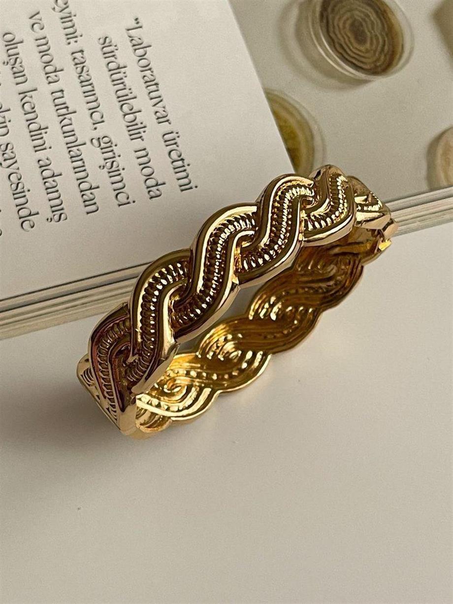 Özel Kaplama Vintage Gold Kelepçe Bileklik 