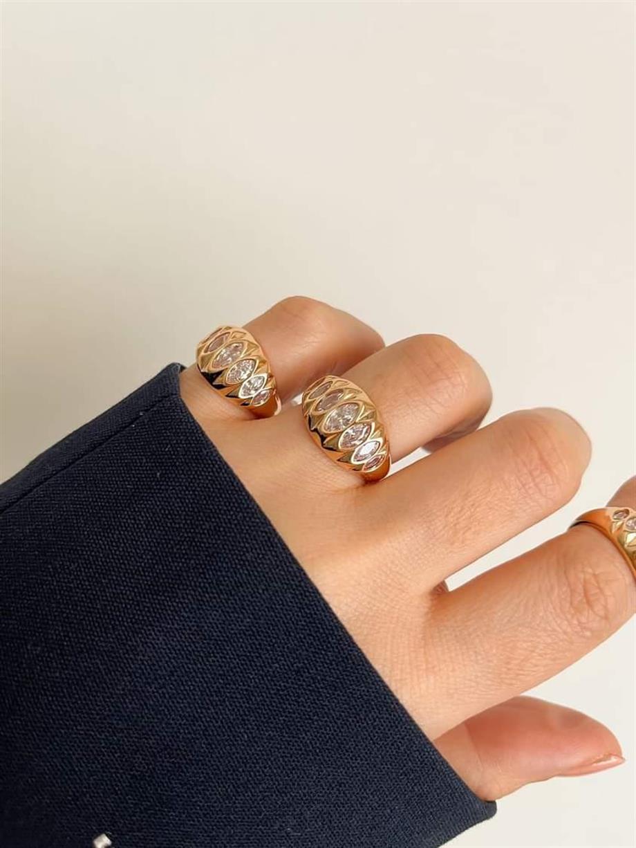 Özel Kaplama Xuping Baget Taşlı Numaralı Yüzük (18 Numara)