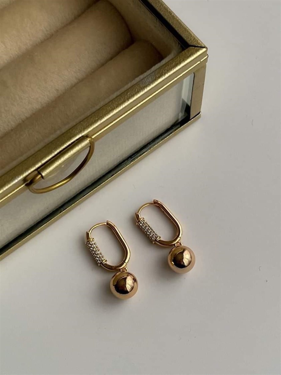 Özel Kaplama Xuping Topçuklu Taşlı Küpe (2.5 Cm)