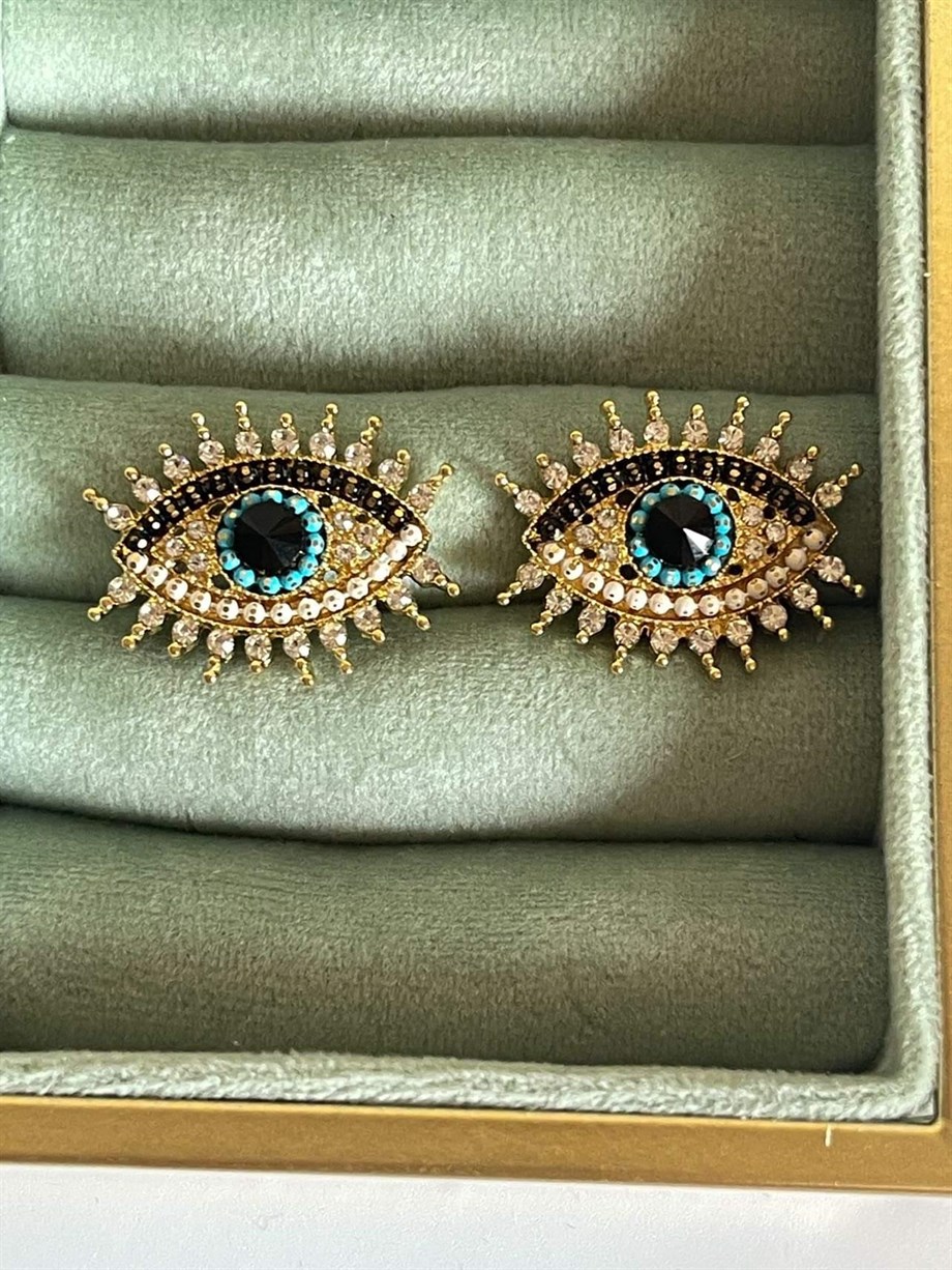 Özel Kaplama Zirkon Taşlı Göz Küpe (2 Cm)