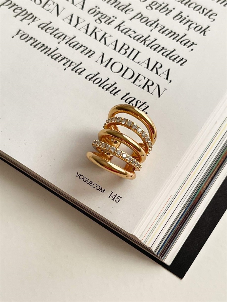 Özel Kaplama Zirkon Taşlı Tekli Ear Cuff Küpe