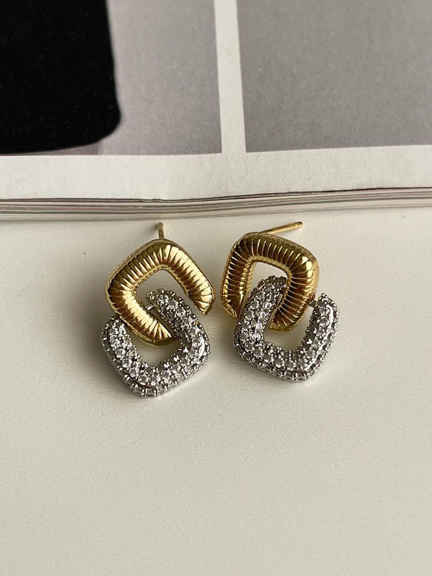 Özel Seri Gümüş Gold Kombinli Vip Küpe (1.90 Cm)