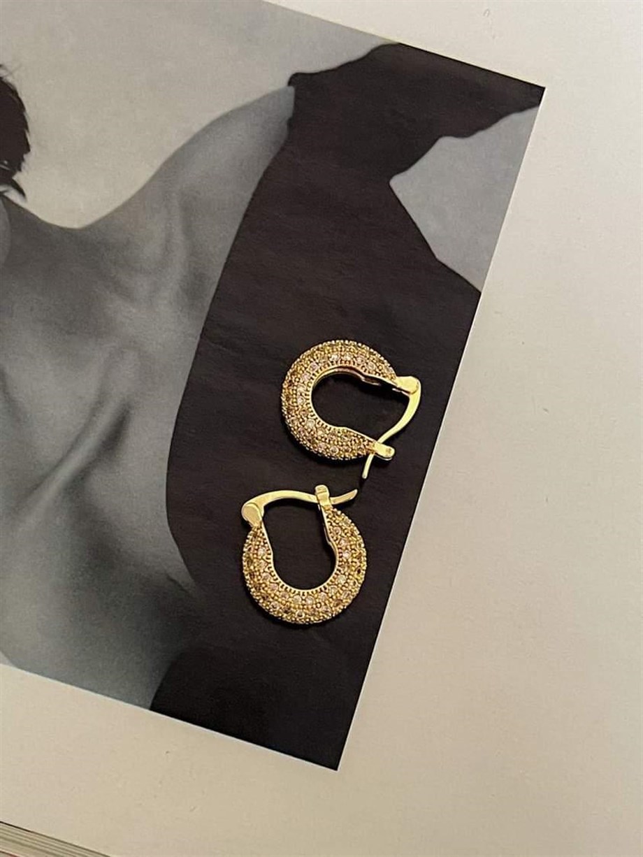 Özel Seri Vip Gold Full Zirkon Taşlı Halka Küpe (1.70 Cm)